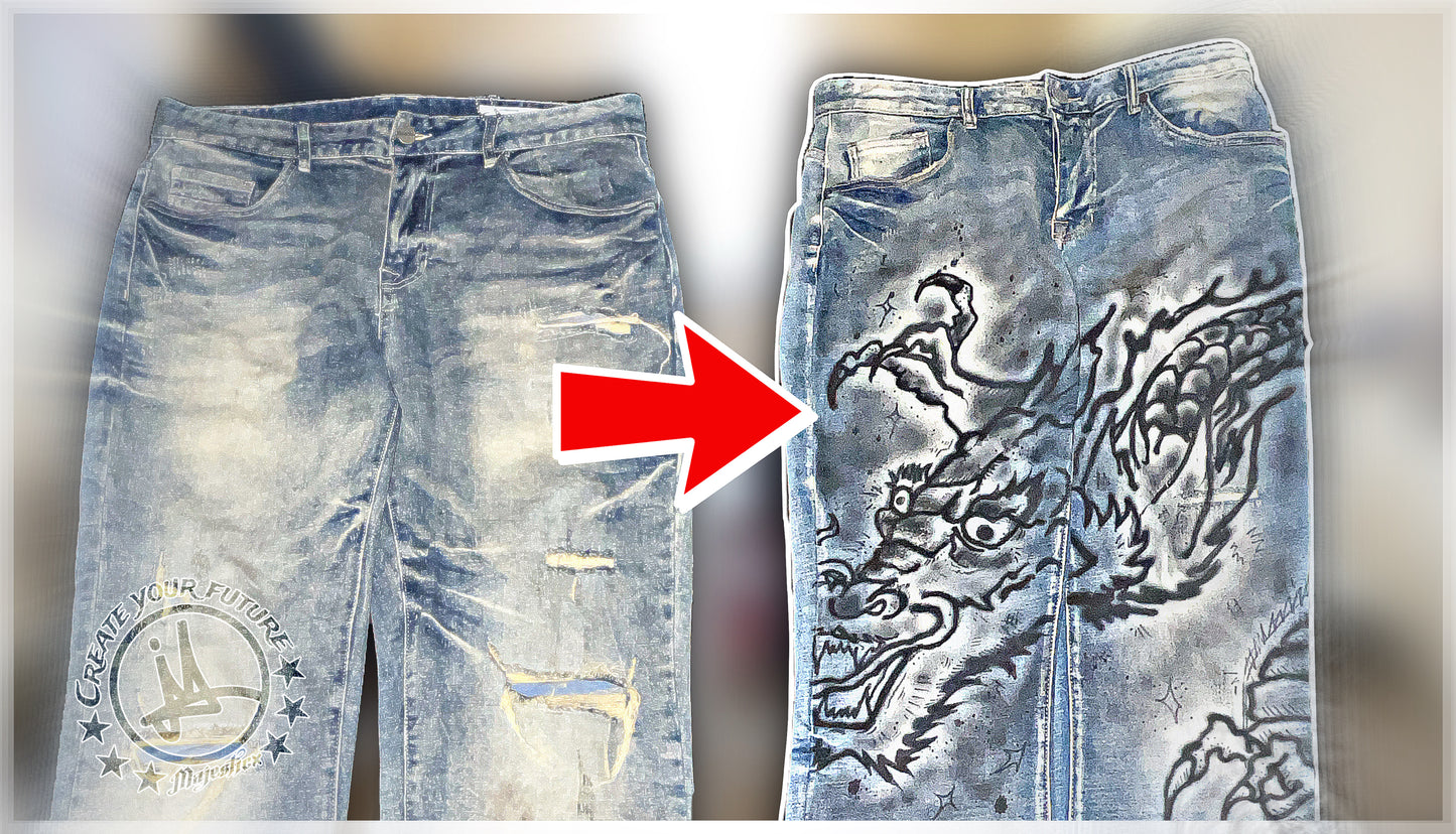 “DRAGON” custom Jeans size 34x34